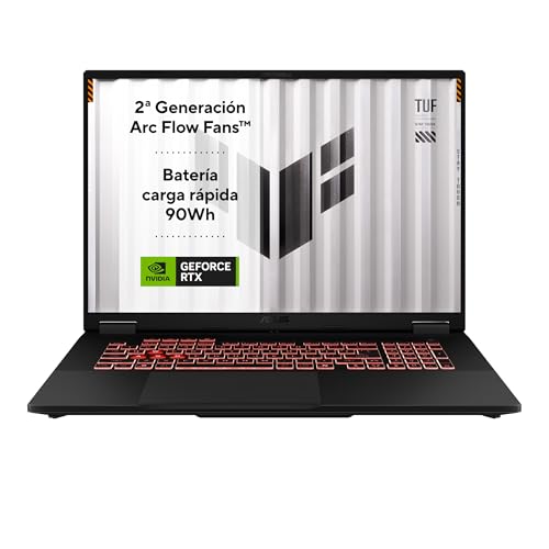 TUF Gaming A18 FA808UP-S8113 - Ordenador Portátil Gaming de 18" WUXGA 144Hz (AMD Ryzen 7 260, 16GB RAM, 1TB SSD, NVIDIA RTX 5070 8GB, Sin Sistema Operativo) Gris Jager - Teclado QWERTY español