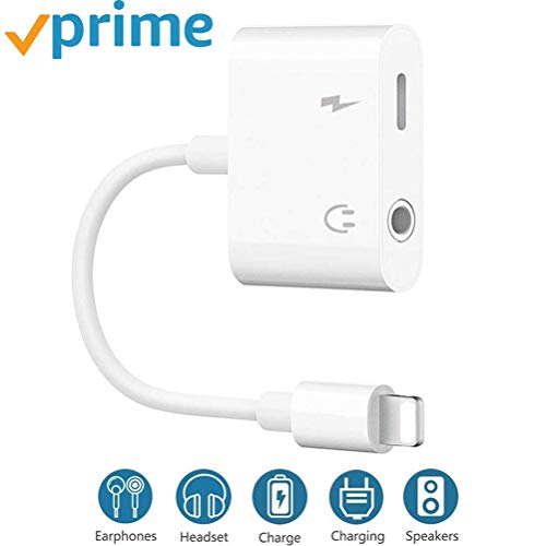 Headphone Jack Adapter for iPhone 3.5mm Earphone Adaptor Compatible for iPhone 8 8 Plus 7 7 Plus Xs XR Audio Splitter Accessories Music & Charger Aux Adapter Headset Dongle 3.5mm Earbud Cables