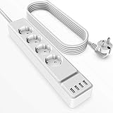 Steckdosenleiste, Mehrfachsteckdosen mit Überspannungschutz(10A/2500W), 4 Fach 4