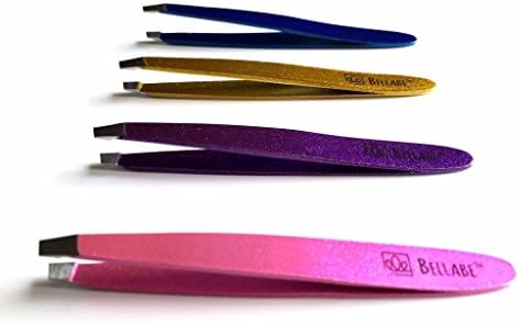 Slant Tweezers - Bellabe Professional Stainless Steel Slant tip Tweezers are The only Precision Eyebrow Tweezers That You Will Ever Need! for Managing unibrows, Unruly Brows, and Stray Hairs.