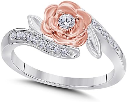 DreamJewels Belles 14K Rose and White Gold Plated Alloy White CZ Lab Created Diamond Fashion Ring 1/4ctw