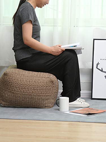 image for YISSEN RISEON Boho Hand Woven Contemporary  Cotton Linen Fabric Pou