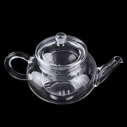 LoveOlvidoS Transparent Teapot Heat Resistant Glass Teapot with Infuser Coffee Flower Tea Leaf Herbal Pot 250ml Durable