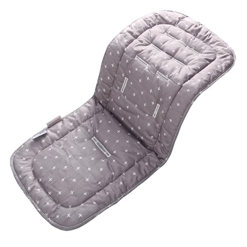 Baby Stroller Liner 38x 70 cm Pushchair Pad 3D Air Mesh Cotton Breathable Baby Cushion Pad for Universal Baby Stroller, Buggy, Pram, Pushchair and Car Seat(White Gray Cross)