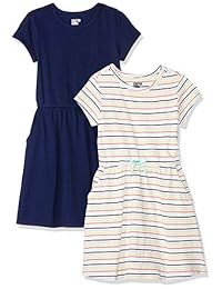 Vestidos de cintura ceñida de manga corta para niñas y niños pequeños de Zebra, paquete de 2
