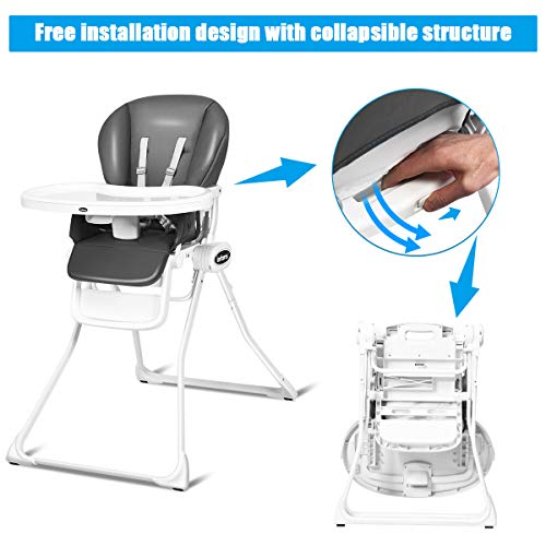 INFANS Simple Fold Baby High Chair, Space Saving with Multiple