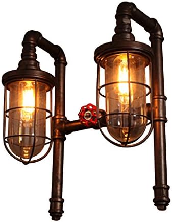 Wall Lamp Plug-in Industrial Wall Lamp Double-Headed Water Pipe Wall Lamp Living Room Dining Room Nautical Style Stairway Entrance Light