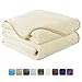 EASELAND Soft Queen Size Blanket Winter Warm Fuzzy Microplush Lightweight Thermal Fleece Blankets for Couch Bed Sofa,90x90 Inches,Ivory