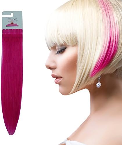 Colored Human Hair Extensions 8pcs Tape In Fashion Hair Highlight for Party Cosplay DIY Holiday Hair Costume Short Long Straight (Short, Pink) Christmas Gift for Ladies and Girls