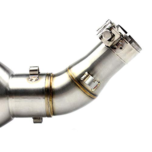 MGOD Motorcycle Middle Link Pipe, Stainless Steel Slip On Exhaust Middle Pipe for Yamaha R25 R3 MT03 2013-2018 Silver
