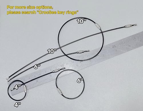 CrocSee Pack (20) Stainless Steel Wire Keychains Cable, Key Chain Rings, Heavy Duty Luggage Tags Loops Tag Keepers 2mm Twist Barrel (Cable Length: 6 inches)