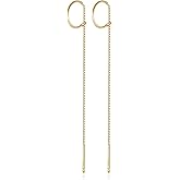 Reffeer Solid 925 Sterling Silver Chain Dangle Earrings Tassel for Women Teen Girls Long Dangle Earrings Minimalist Threader Earrings