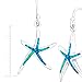 Sterling Silver Created Blue Opal Starfish Drop Earrings