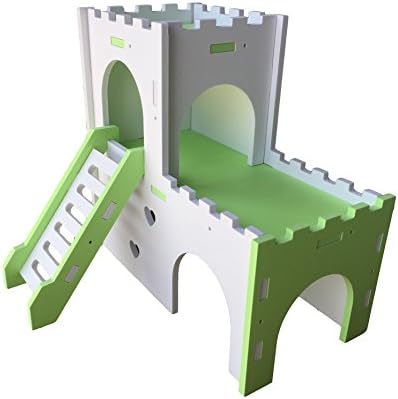 WowowMeow Hamster Hideout Hut for Cage Use DIY Small Animals Castle Hide House for Hamsters, Guinea-pigs, Rats and Chinchillas (L, Green)