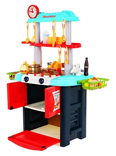 Ramiz Kinder Rollenspiel - Doppelseitige Spielküche Kinderküche Spielset mit Spielzeug Lebensmittel, Zubehör, Wasserhahn… – Bild 3