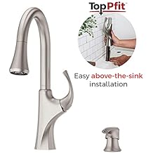 Pfister F-529-7MRGS Miri 1-Handle Easy Install Pull-Down Kitchen Faucet with Soap Dispenser, Spot Defense Stainless Steel
