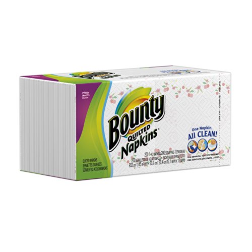 Bounty Quilted Napkins Assorted White & Prints 200 CT (Pack of 24