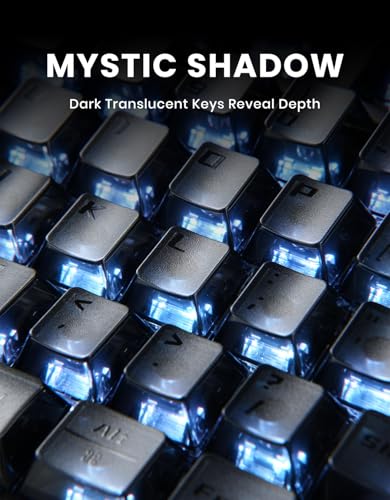 GravaStar Mercury K1 75% Wireless Gaming Keyboard, Aluminum Alloy Mechanical Keyboard with Knob, Hot Swappable, Linear Switches, Transparent Keycaps, RGB Backlit, 2.4GHz/BT5.0/USB【Stealth Black】