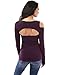 PattyBoutik Women Asymmetric Cutout Long Sleeve Blouse (Dark Purple Small)