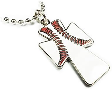 Baseball Christian Cross Jesus Christ Crucifix Pendant Necklace w/ Ball Chain