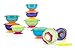 Nuby Stackable Suction Bowl with Lid (Pack of 3, Multi-Coloured)