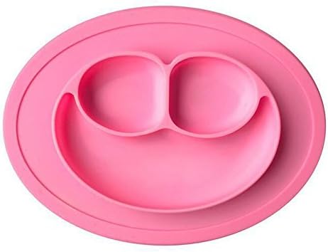 Toddler Plates, ISHOWDEAL Portable BPA-Free Baby Plate Silicone Placemat Plat silicone plates for toddlers suction One Piece Silicone Placemat for Children Kids Toddlers FDA Approved 10.7x7.7x0.78inch
