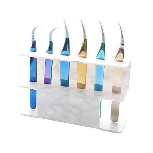 1pc Tweezer Display Stand Durable Acrylic Eyelash Extension Tools Storage Holder Tweezers Scraper Shears Organize Rack, 6 Holes, Marble