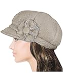 Dahlia Women's Flower Accent Wool Blend Newsboy Hat Cap