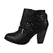 Forever Women's Buckle Strap Block Heel Ankle Booties, Black PU 8
