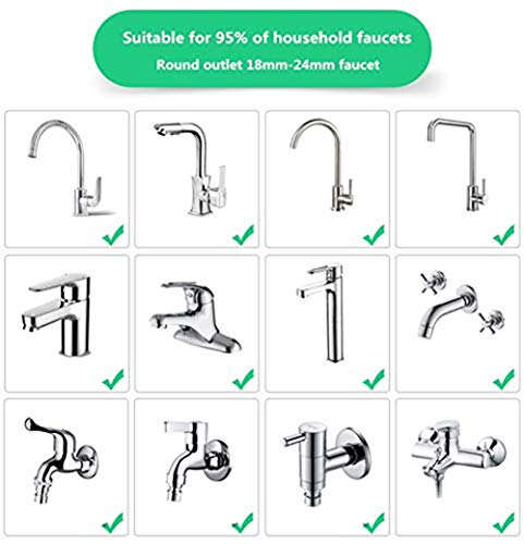 Bonaweite 360 Degrees Rotate Faucet Nozzle with Adjustable Faucet Joint Water-Saving Filter Sprayer Sprinkler Tap Water Bubbler Aerator Connector Faucet Accessories - 2 Pack