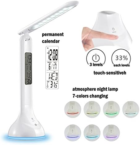 Portable Electricity Storable Table Lamp with Touch-sensitive and Permanent Calendar LED Desk Lamp with RGB Changing Small Atmosphere Night Lamp by USB Plug Charging,3 Levels Dimmable (White Upgraded)