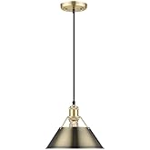 Golden Lighting 3306-M BCB-AB Orwell - 1 Light Medium Pendant-8.5 Inches Tall and 10 Inches Wide, Finish Color: Brushed Champ