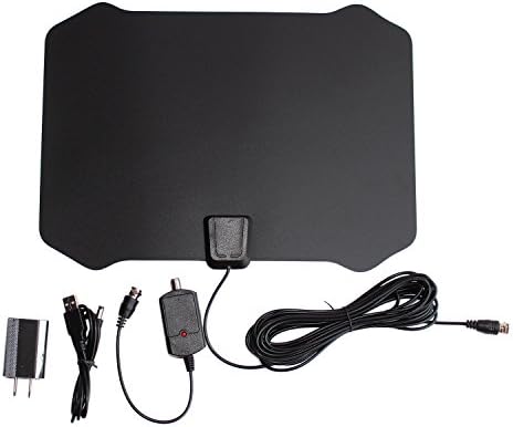 Armix Digital TV HDTV Antenna 1080P Advanced 50 Miles Range Indoor with Detachable Amplifier Signals Booster - 0.02'' thick, USB Power Supply, 16.5Ft Coax Cable (Black)
