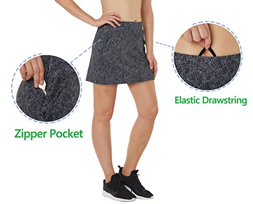 slimour Women Travel Skirt with Pockets Athletic Skirts Active Skirt with Shorts Hiking Skort Print 10 Black Iris