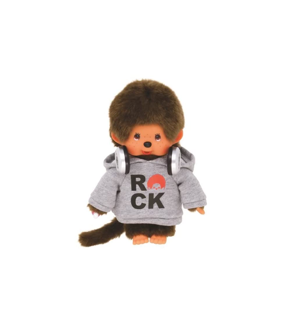 Bandai Monchhichi Plush Rock – 80's Monkey Plush – Soft Plush Toy 20 cm for Children and Adults – Children's Toy 2 Years and Above – SE25283