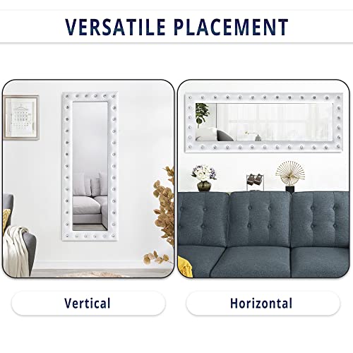 Crystal Tufted Floor Mirror Full Length, 63"LX22"W Wall Mirror Full Length, Standing Mirror Full