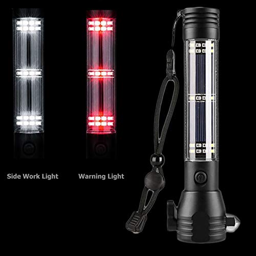 Brightest LED Car Flashlights Set, MOCCO 7 in 1 Multi-Function COB Light Solar Powered Water Resistant Ultra Bright 3W LED Car Emergency Flashlight Rechargeable Torch Light with Compass - Thumbnail 4