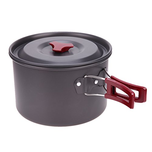 ttnight Camping Cookware, 3L Oxidation Aluminum Non-Stick Hiking Fishing Picnic Cookware, Lightweight, Compact, Durable Pot