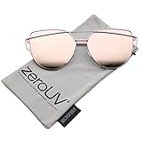 zeroUV - Oversize Metal Frame Thin Temple Color Mirror Flat Lens Aviator Sunglasses 62mm