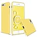Vooii Compatible with iPhone 8 Plus Case, iPhone 7 Plus Case, Soft Silicone Gel Rubber Bumper, Microfiber Lining Hard Shell Shockproof Full Body Protective Cover Yellow