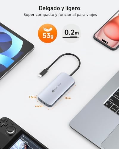 USB C 9 em 1 Docking Station, HDMI 4K@60, PD 100W, SD/TF