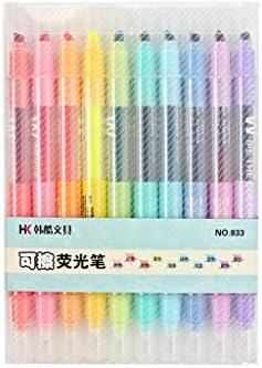 Potetk 10pcs / Set Double Head Highlighter Pen Erasable Fluorescent Pen Mildliner Soft DIY Color Indicator Pens School Supplies Stationery Office