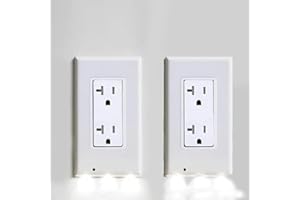 LED Night Light Outlet Wall Plate, 2 Pcs, Easy to Install, Rectangular Hole,Shell Outlet Cover with Rectangular Cutouts