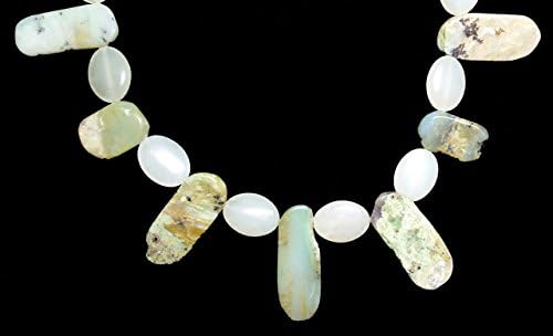 Natural Stone Necklace with vertical Agate and Aventurine Ovals <3 Clasp