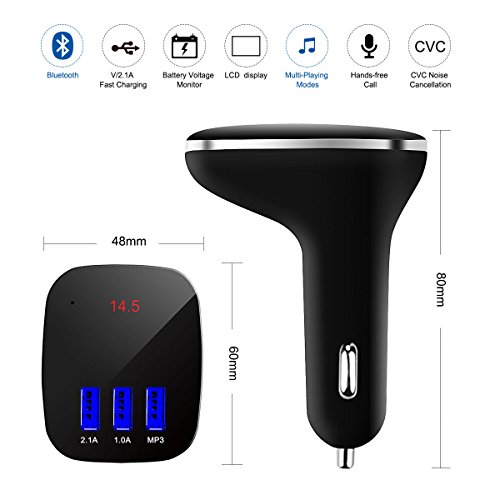 image for Luxtar Car Charger Bluetooth FM Transmitter Wireless In-Car Hands-Free