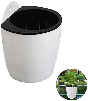 Self Watering Hanging Flower Pot Flower Planter Pots Wall Mounted Round Shape Plastic Lazy Flowerpots with Cotton Rope By Giveme5 (130mm-Medium)