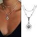 Fdesigner Sunflower Choker Necklace Silver Layered Satellite Chain Sun Pendant Jewelry Boho Decorative Accessories Jewelry for Women