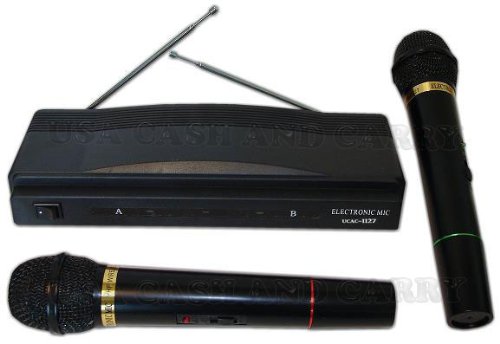 Dual (2 X Mic) FM Professional Wireless Microphones & Receiver Set! Great for Karaokes, Lectures, Seminars, Parties, Meetings, Events, Speeches, etc. By USA CASH AND CARRY - PrimeTrendz TM
