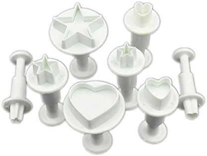 Christmas Amazing Series Cake Fondant Sugarcraft Cookies Decorating Plunger Cutter Moulds (8 pcs Star& heart Plungers)