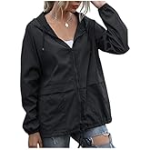 GKZA Women's Waterproof Raincoat Lightweight Rain Jacket Hooded Adjustable Windbreaker Rain Coats with Pocket for Outdoor